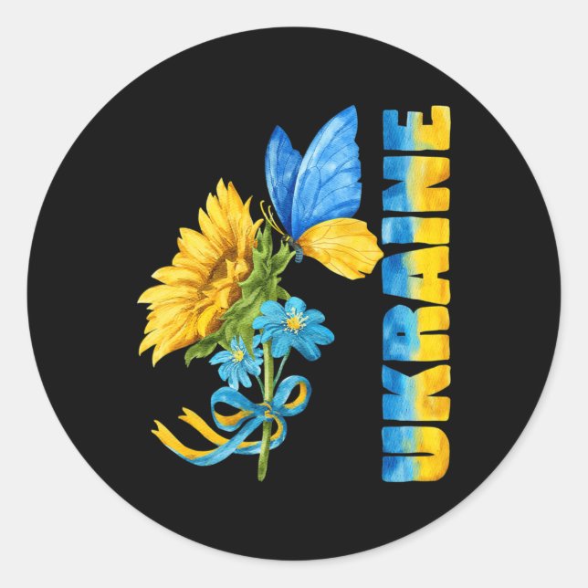 Sticker Rond Ukraine Sunflower 8 (Devant)