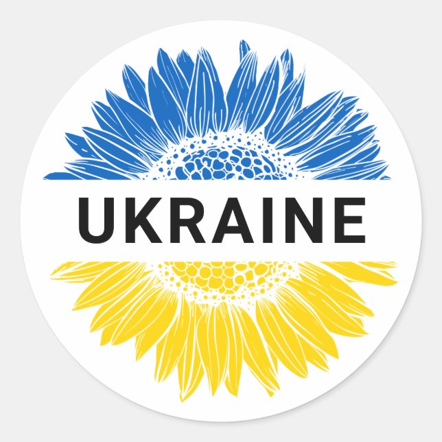 Sticker Rond Ukraine Sunflower Soutien Solidarité Ukraine (Devant)