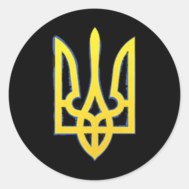 Sticker Rond Ukraine Trident Tryzub Patriotique militaire (Devant)