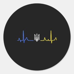 Sticker Rond Ukraine Tryzub Trident Zelensky Drapeau ukrainien