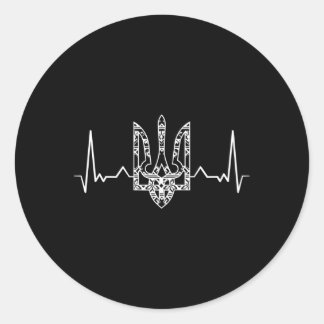 Sticker Rond Ukraine Ukrainiens Kiev Trysub Drapeau
