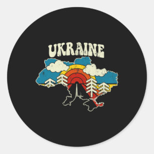 Sticker Rond Ukraine Vintage Pays Ukrainien Arc-en-ciel Rétro 7