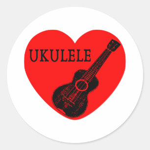 Sticker Rond Ukulele Love