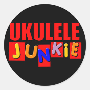 Sticker Rond Ukulélé rouge