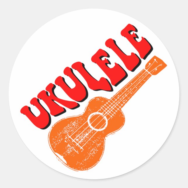 Sticker Rond Ukulele Texte Super (Devant)