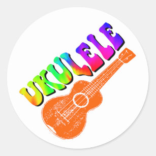 Sticker Rond Ukulele Tie Dye Texte Super Art
