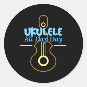 Sticker Rond Ukulele toute la journée