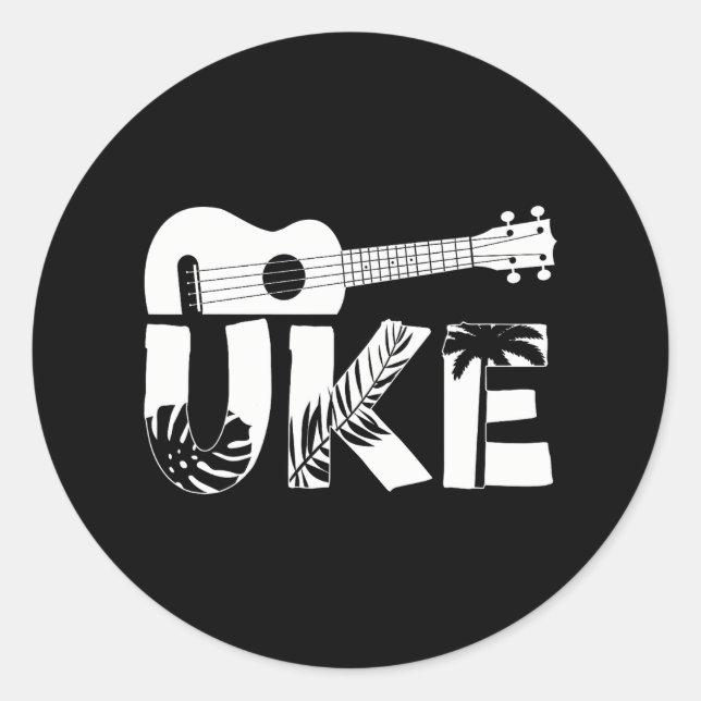 Sticker Rond Ukulele Uke Uke (Devant)