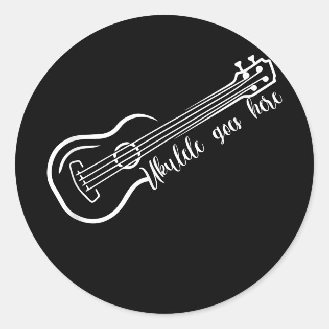 Sticker Rond Ukulele y va Musicien Acoustique hawaïen (Devant)