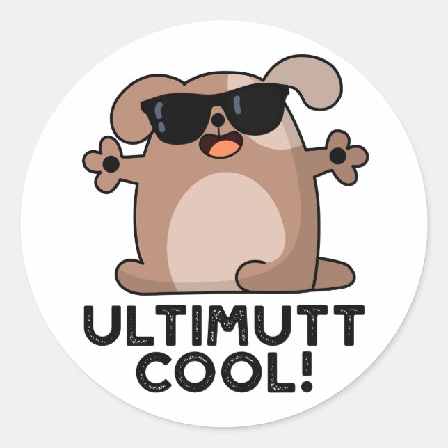 Sticker Rond Ulti-mutt Cool Funny Chien Pun (Devant)