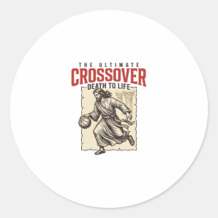 Sticker Rond Ultime Basket-ball chrétien vintage crossover