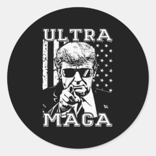 Sticker Rond Ultra MAGA Fun Anti Biden US Flag Pro Trump Trend