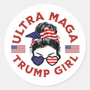 Sticker Rond Ultra Maga Trump Girl