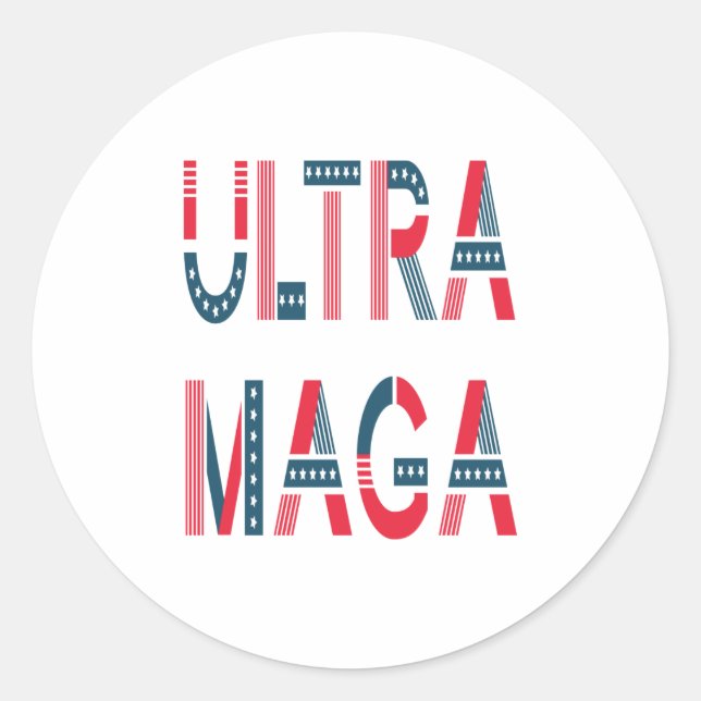 Sticker Rond Ultra MAGA Trump Patriote Républicain Conservateur (Devant)