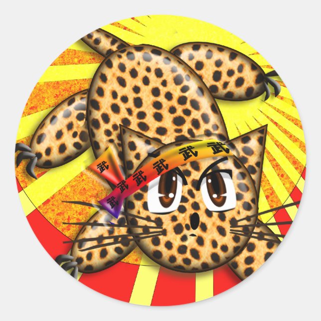 Sticker Rond Ultra mignon Anime Leopard Kitty Rainbow Head Band (Devant)