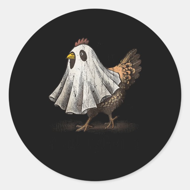 Sticker Rond Ultrygeist Chicken, Chicken Ghost, Funny Halloween (Devant)