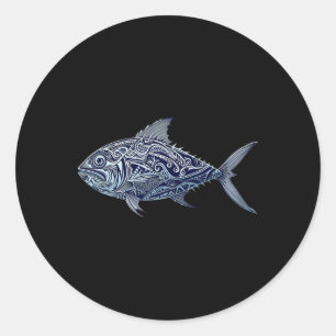 Sticker Rond Ulua Fishing Native Hawaiian - Hawaiian Tribyl 1