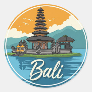 Sticker Rond Ulun Danu Bali Indonésie Résumé de Voyage