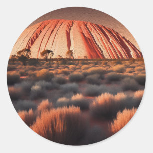 Sticker Rond Uluru "Ayers Rock" Australia Oil Paint,