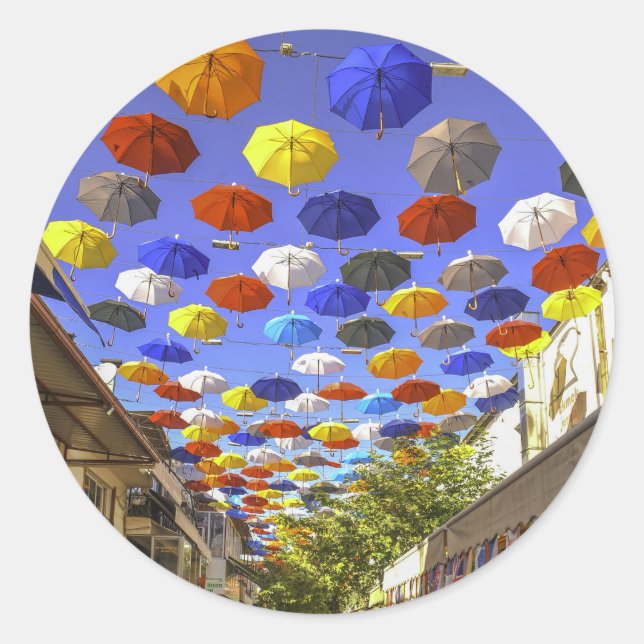Sticker Rond Umbrella Street Antalya Turquie Photographie (Devant)