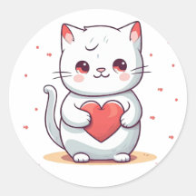 Un adorable chat tenant un coeur