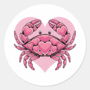Sticker Rond Un adorable crabe cancéreux au coeur
