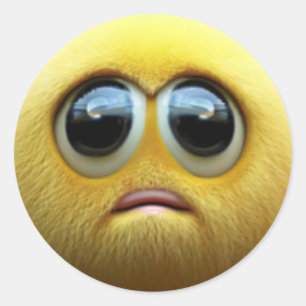 Sticker Rond Un adorable personnage de balle jaune flou