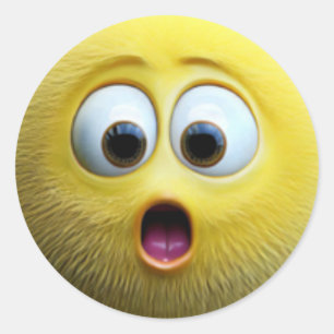 Sticker Rond Un adorable personnage de balle jaune flou surpren