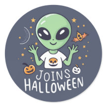 Un Alien rejoint l'autocollant Halloween