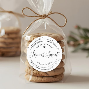 Sticker Rond Un amour élégant est un cadeau de mariage doux