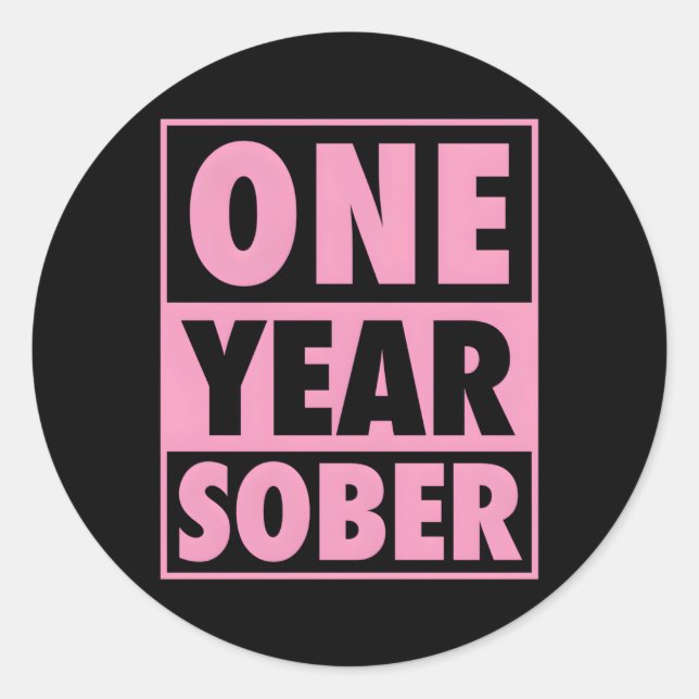 Sticker Rond Un an Sober Récupérer 1 an Annivers Sobriété (Devant)