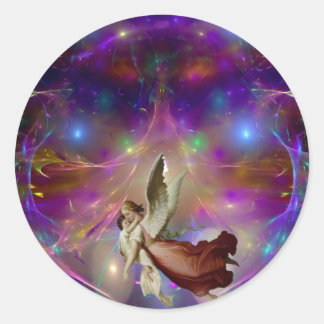 Sticker Rond Un ange attend
