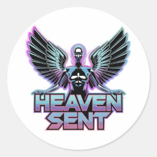 Sticker Rond Un ange métallique brillant avec des ailes, concep