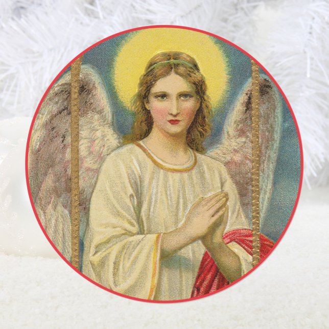 Sticker Rond Un Ange Semblait Noël Victorien (Créateur téléchargé)