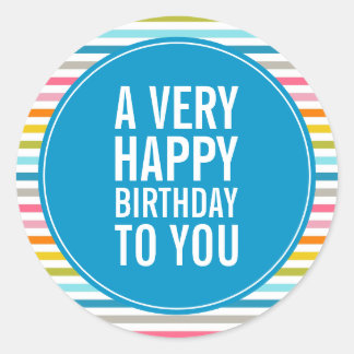 Sticker Rond Un Anniversaire Très Heureux Pour Vous Coloré