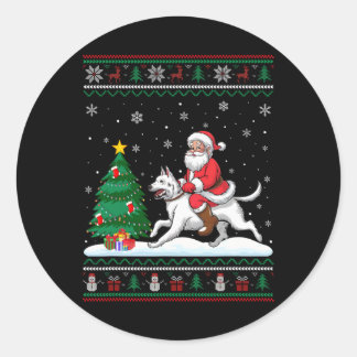 Sticker Rond Un arbre de Noël laid éclaire Noël Père Noël équit