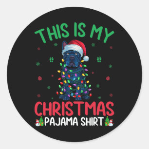 Sticker Rond Un arbre de Noël laid éclaire Père Noël Cane Corso