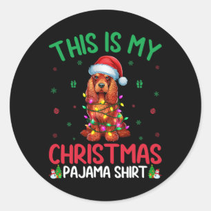 Sticker Rond Un arbre de Noël laid Père Noël Er Spaniel Chien C