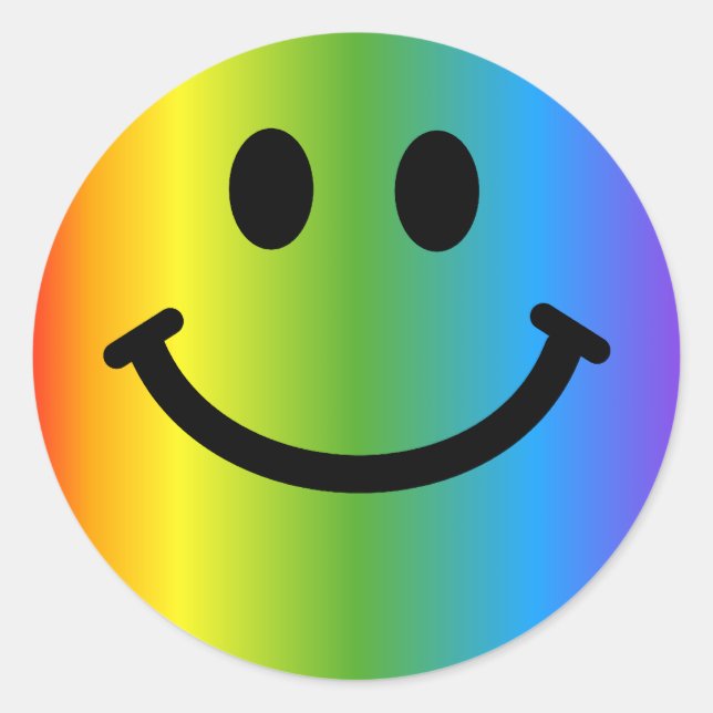 Sticker Rond Un arc-en-ciel souriant, un visage joyeux (Devant)