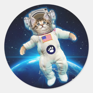 Sticker Rond Un astronaute de chat dans l'espace