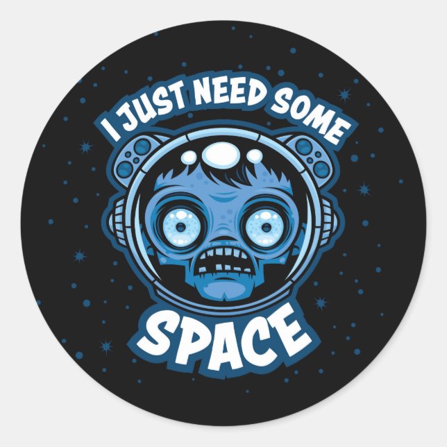 Sticker Rond Un Astronaute Zombie A Besoin D'Espace (Devant)