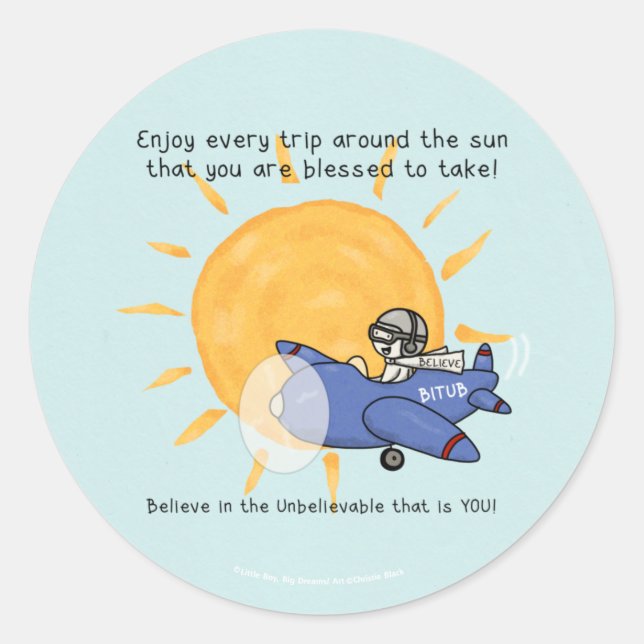 Sticker Rond Un autre voyage autour du soleil (Devant)