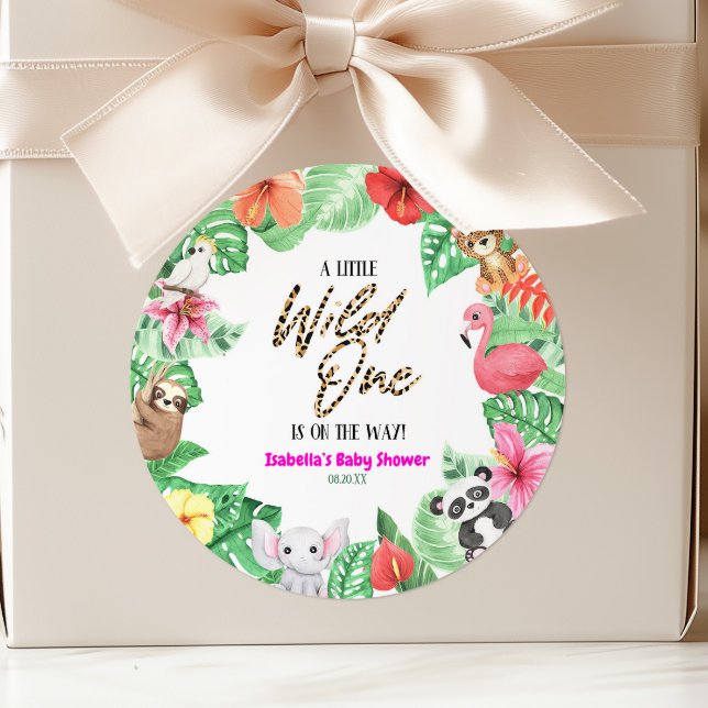 Sticker Rond Un Baby shower animal tropical un peu sauvage (Créateur téléchargé)