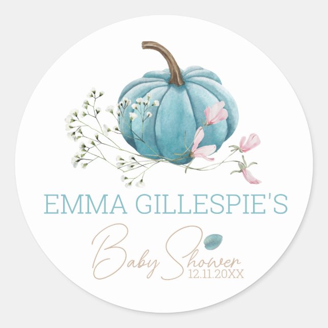 Sticker Rond Un Baby shower Automne Un Peu Citrouille (Devant)