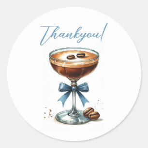 Sticker Rond Un Baby shower bleu Tini One Martini