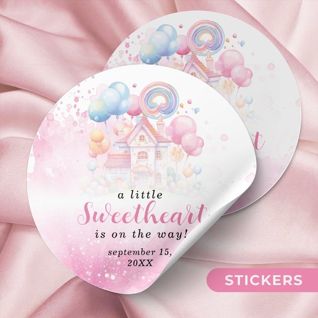 Sticker Rond Un Baby shower-bonbons un peu amoureux (Créateur téléchargé)