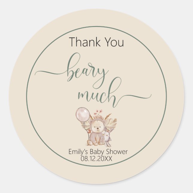 Sticker Rond Un Baby shower d'attente neutre pour les femmes (Devant)