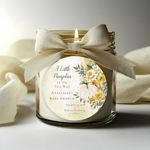 Sticker Rond Un Baby shower Floral D'Or Une Récolte Un Peu Citr