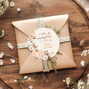 Sticker Rond Un Baby shower Floral Un Peu Citrouille