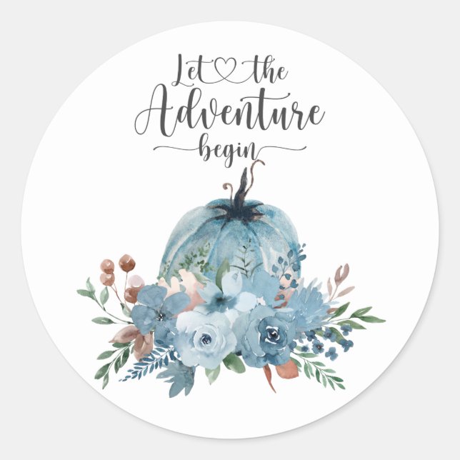 Sticker Rond Un Baby shower Floral Un Peu Citrouille D'Automne (Devant)